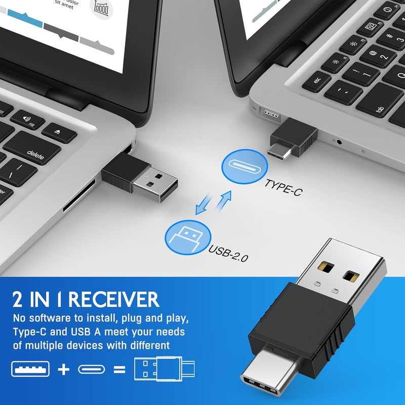 DinoFire 2 in 1 Type C USB Presentation Clicker，Wireless Presenter Remote PowerPoint Clicker for Computer Presentations with Volume Control,Slide Advancer for Mac Laptop - Image 2